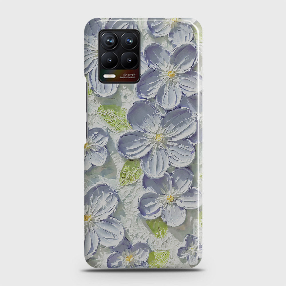 Realme 8 Cover - Floral Series - Design 12 - Purple & Green - Matte Finish - Snap On Hard Case with LifeTime Colors Guarantee