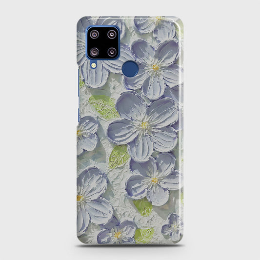 Realme C15 Cover - Floral Series - Design 12 - Purple & Green - Matte Finish - Snap On Hard Case with LifeTime Colors Guarantee