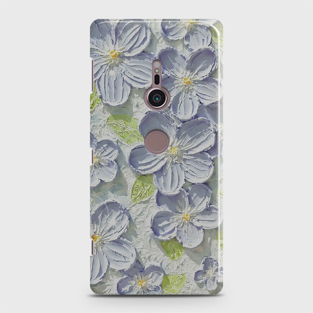 Sony Xperia XZ3 Cover - Floral Series - Design 12 - Purple & Green - Matte Finish - Snap On Hard Case with LifeTime Colors Guarantee