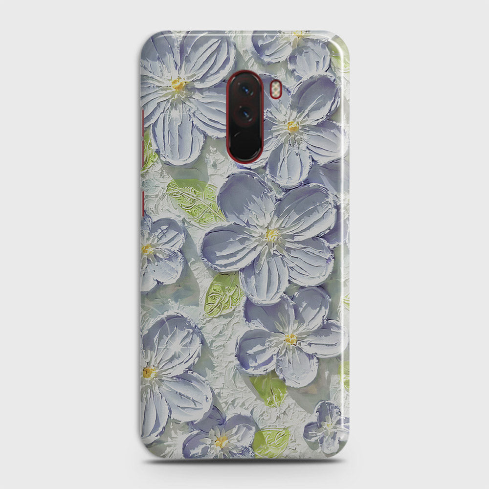 Xiaomi Pocophone F1  Cover - Floral Series - Design 12 - Purple & Green - Matte Finish - Snap On Hard Case with LifeTime Colors Guarantee