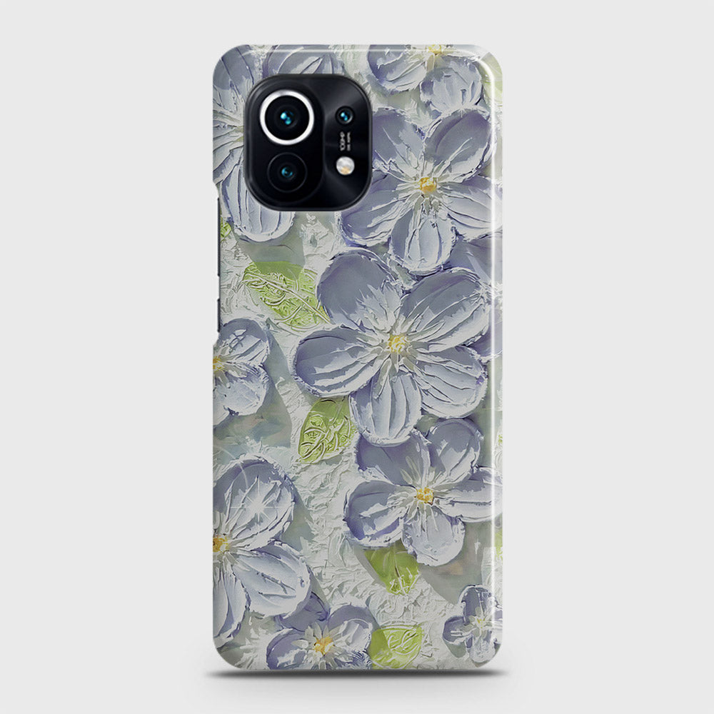 Xiaomi Mi 11 Cover - Floral Series - Design 12 - Purple & Green - Matte Finish - Snap On Hard Case with LifeTime Colors Guarantee