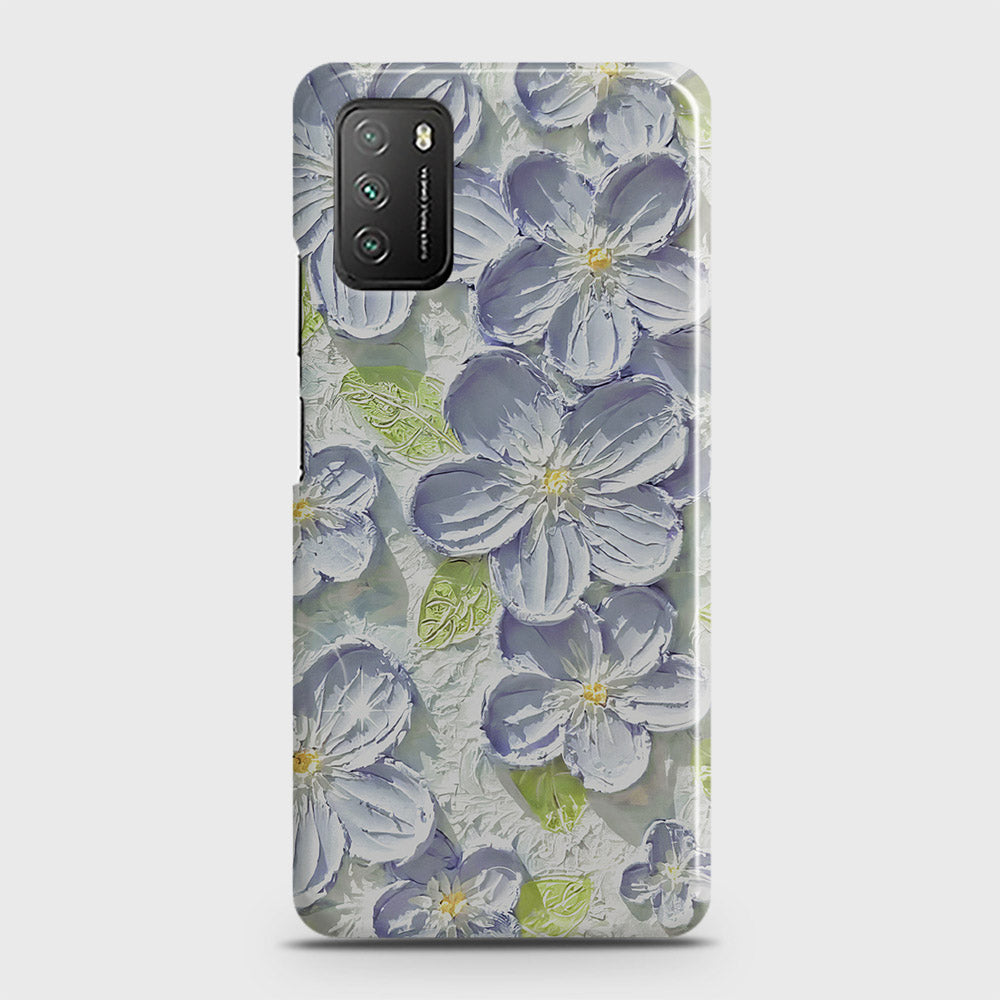 Xiaomi Poco M3 Cover - Floral Series - Design 12 - Purple & Green - Matte Finish - Snap On Hard Case with LifeTime Colors Guarantee