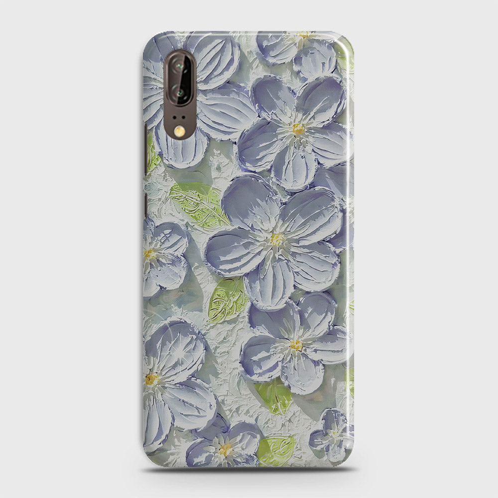 Huawei P20 Cover - Floral Series - Design 12 - Purple & Green - Matte Finish - Snap On Hard Case with LifeTime Colors Guarantee