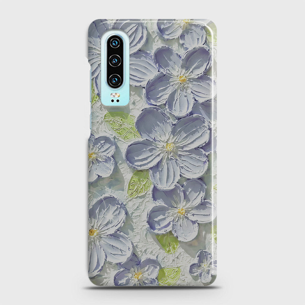 Huawei P30 Cover - Floral Series - Design 12 - Purple & Green - Matte Finish - Snap On Hard Case with LifeTime Colors Guarantee