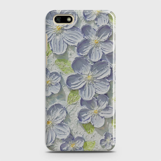 Huawei Y5 Prime 2018 Cover - Floral Series - Design 12 - Purple & Green - Matte Finish - Snap On Hard Case with LifeTime Colors Guarantee