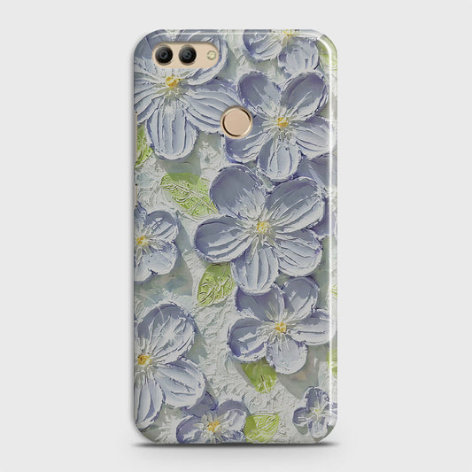 Huawei Y9 2018 Cover - Floral Series - Design 12 - Purple & Green - Matte Finish - Snap On Hard Case with LifeTime Colors Guarantee