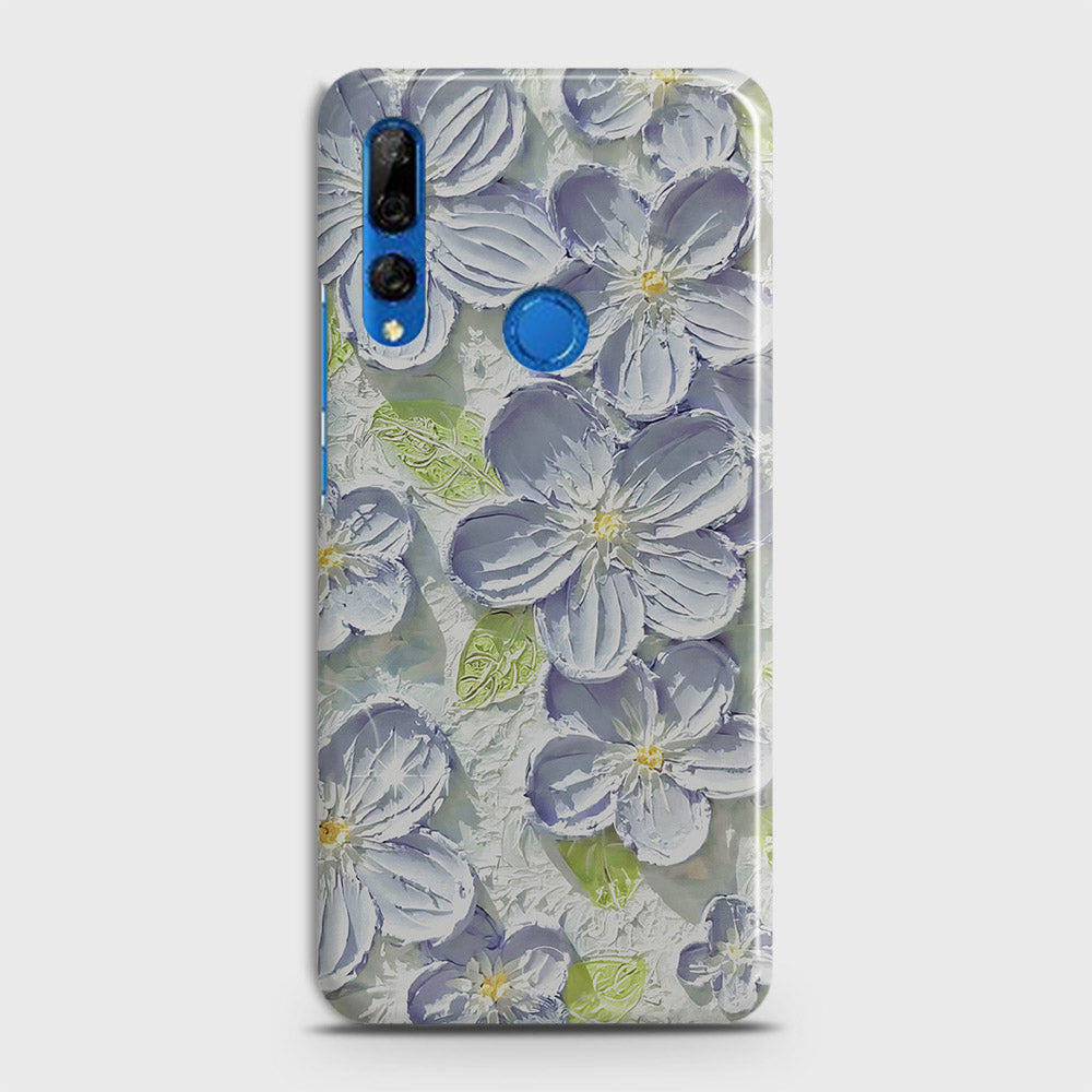 Huawei Y9 Prime 2019 Cover - Floral Series - Design 12 - Purple & Green - Matte Finish - Snap On Hard Case with LifeTime Colors Guarantee