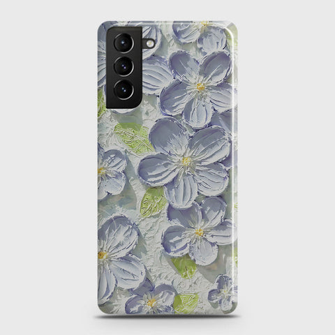 Samsung Galaxy S21 5G Cover - Floral Series - Design 12 - Purple & Green - Matte Finish - Snap On Hard Case with LifeTime Colors Guarantee