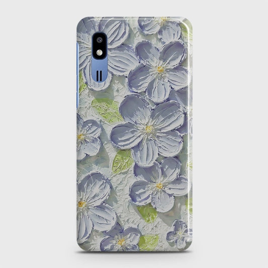 Samsung Galaxy A2 Core Cover - Floral Series - Design 12 - Purple & Green - Matte Finish - Snap On Hard Case with LifeTime Colors Guarantee