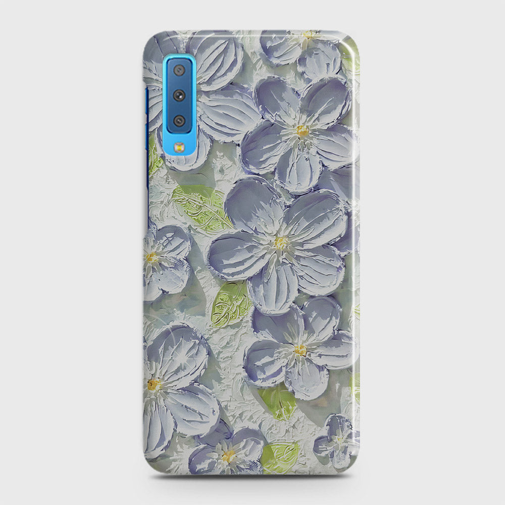 Samsung Galaxy A7 2018 Cover - Floral Series - Design 12 - Purple & Green - Matte Finish - Snap On Hard Case with LifeTime Colors Guarantee