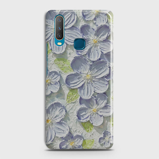 Vivo Y17 Cover - Floral Series - Design 12 - Purple & Green - Matte Finish - Snap On Hard Case with LifeTime Colors Guarantee