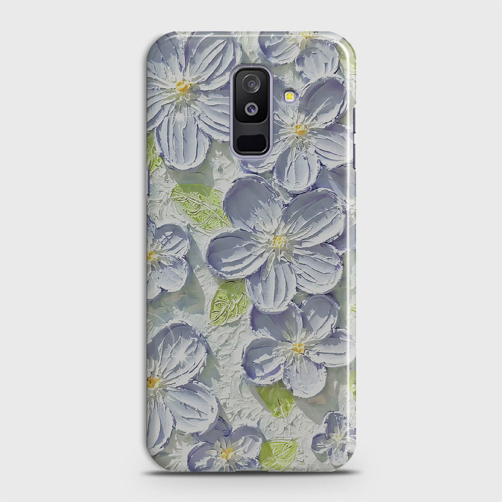 Samsung Galaxy J8 2018 Cover - Floral Series - Design 12 - Purple & Green - Matte Finish - Snap On Hard Case with LifeTime Colors Guarantee