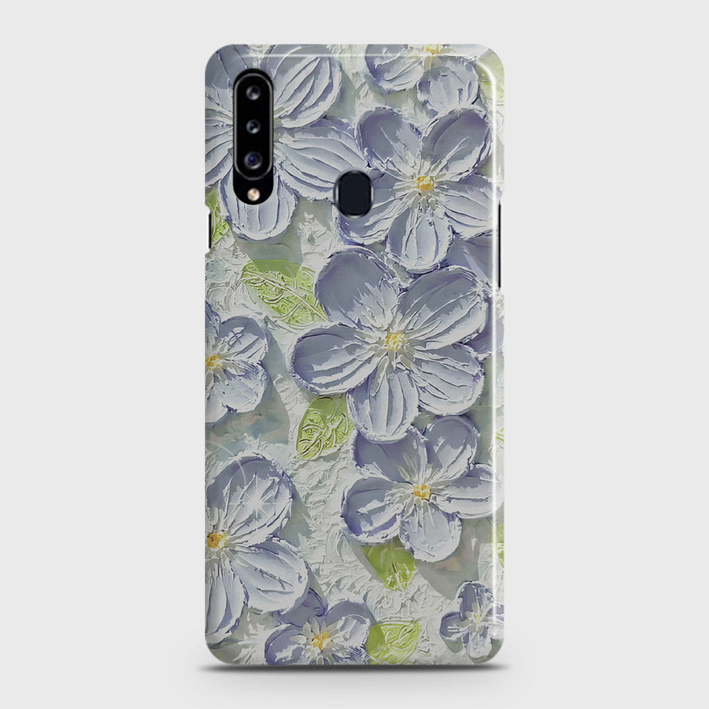 Samsung Galaxy A20s Cover - Floral Series - Design 12 - Purple & Green - Matte Finish - Snap On Hard Case with LifeTime Colors Guarantee