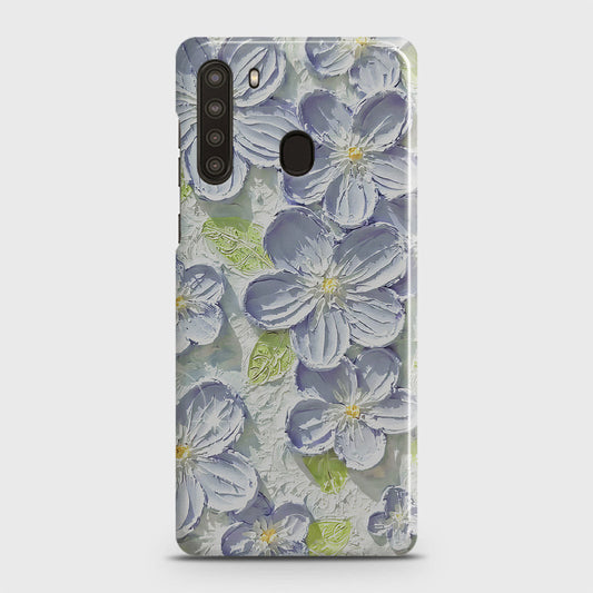 Samsung Galaxy A21 Cover - Floral Series - Design 12 - Purple & Green - Matte Finish - Snap On Hard Case with LifeTime Colors Guarantee