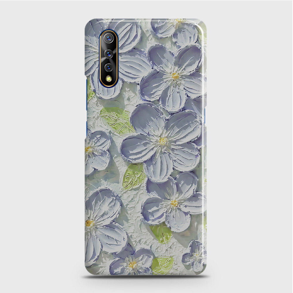 Vivo S1 Cover - Floral Series - Design 12 - Purple & Green - Matte Finish - Snap On Hard Case with LifeTime Colors Guarantee