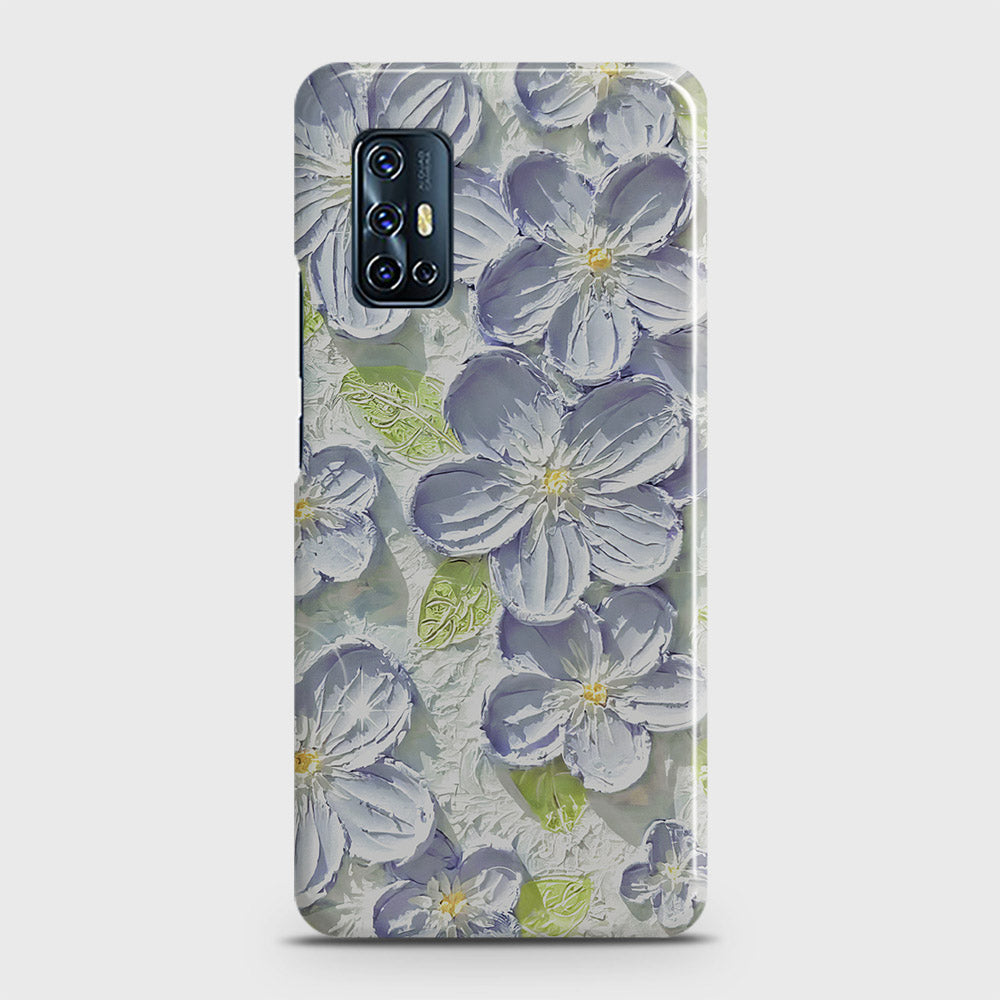 Vivo V17 Cover - Floral Series - Design 12 - Purple & Green - Matte Finish - Snap On Hard Case with LifeTime Colors Guarantee