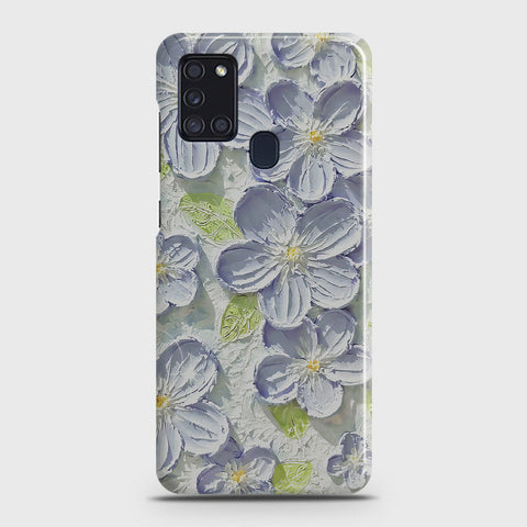 Samsung Galaxy A21s Cover - Floral Series - Design 12 - Purple & Green - Matte Finish - Snap On Hard Case with LifeTime Colors Guarantee