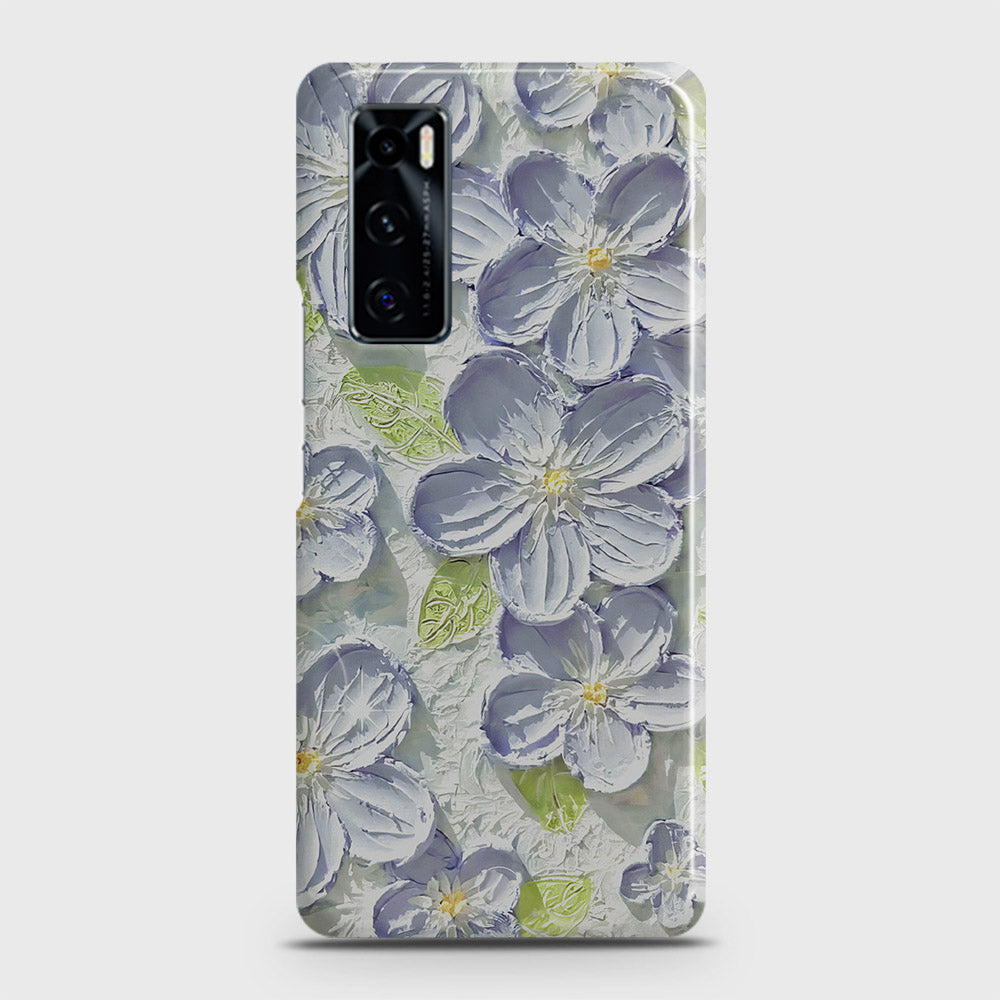 Vivo V20 SE Cover - Floral Series - Design 12 - Purple & Green - Matte Finish - Snap On Hard Case with LifeTime Colors Guarantee