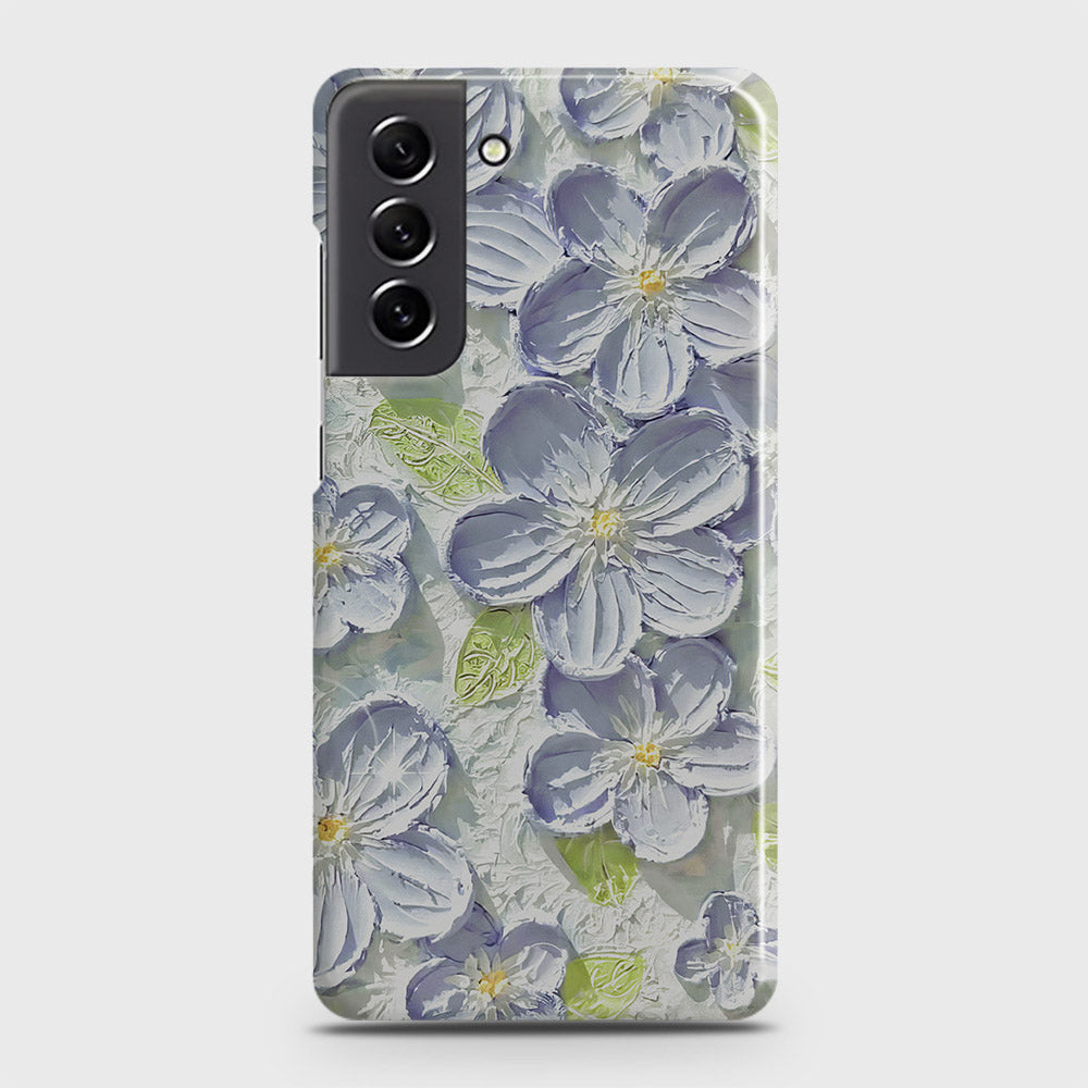 Samsung Galaxy S21 FE 5G Cover - Floral Series - Design 12 - Purple & Green - Matte Finish - Snap On Hard Case with LifeTime Colors Guarantee