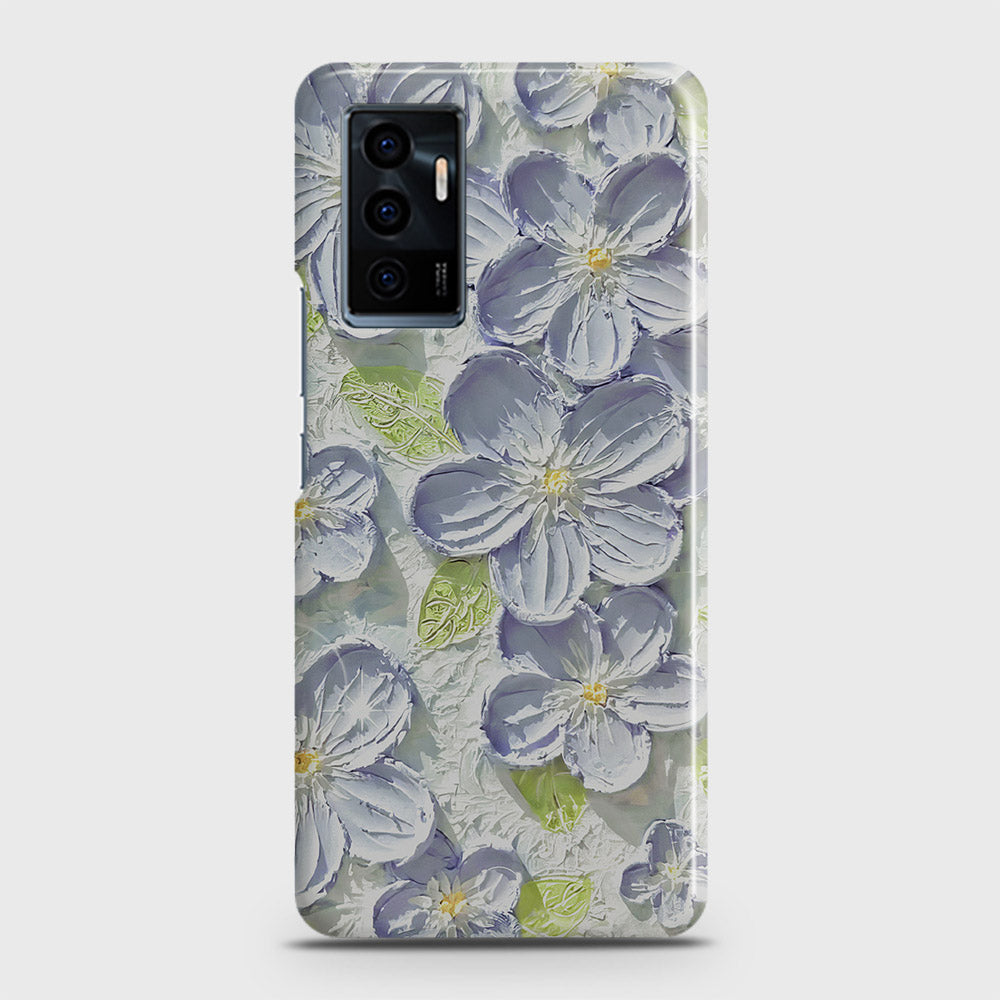 Vivo V23e Cover - Floral Series - Design 12 - Purple & Green - Matte Finish - Snap On Hard Case with LifeTime Colors Guarantee