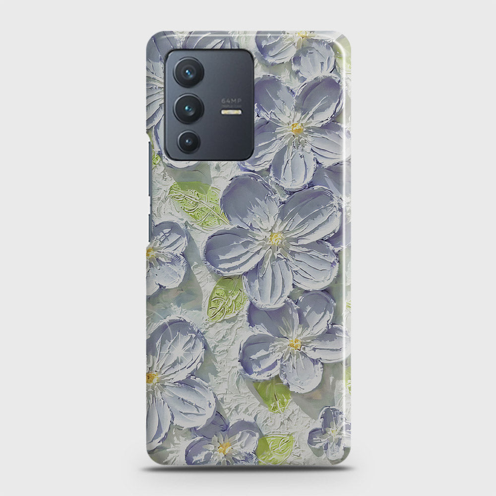 Vivo V23 5G Cover - Floral Series - Design 12 - Purple & Green - Matte Finish - Snap On Hard Case with LifeTime Colors Guarantee