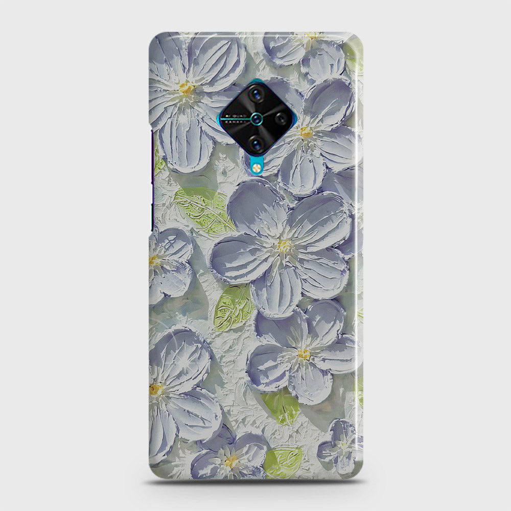 Vivo S1 Pro  Cover - Floral Series - Design 12 - Purple & Green - Matte Finish - Snap On Hard Case with LifeTime Colors Guarantee