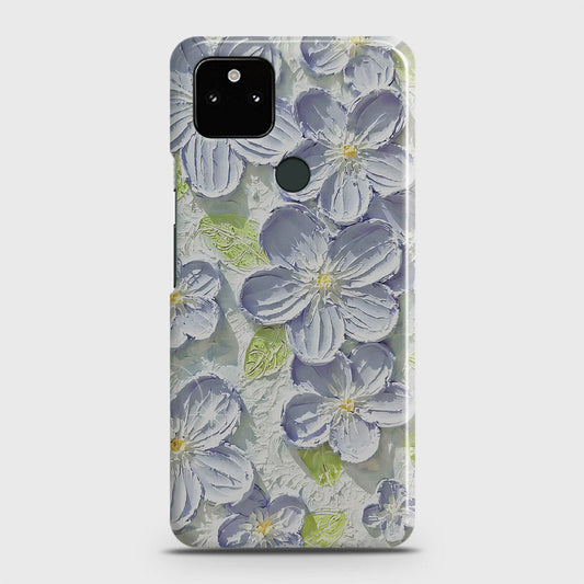 Google Pixel 5a 5G Cover - Floral Series - Design 12 - Purple & Green - Matte Finish - Snap On Hard Case with LifeTime Colors Guarantee