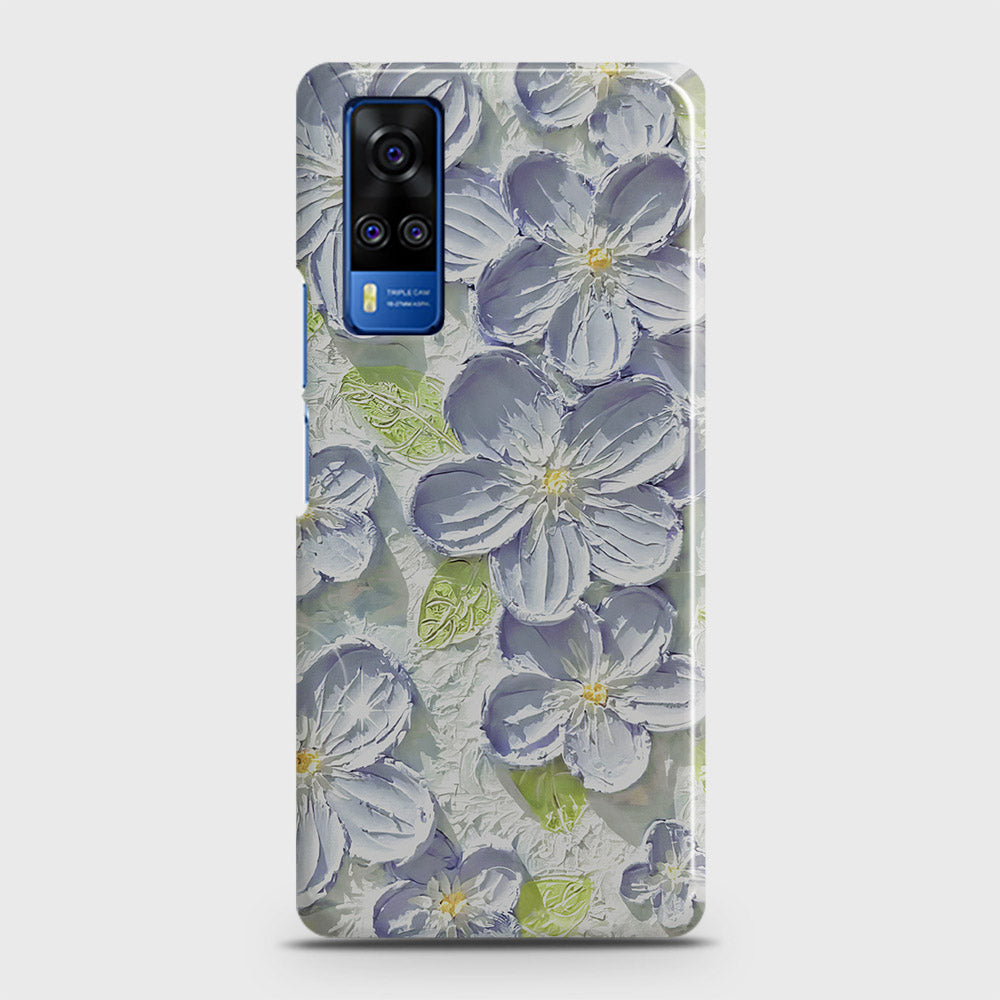 Vivo Y33  Cover - Floral Series - Design 12 - Purple & Green - Matte Finish - Snap On Hard Case with LifeTime Colors Guarantee