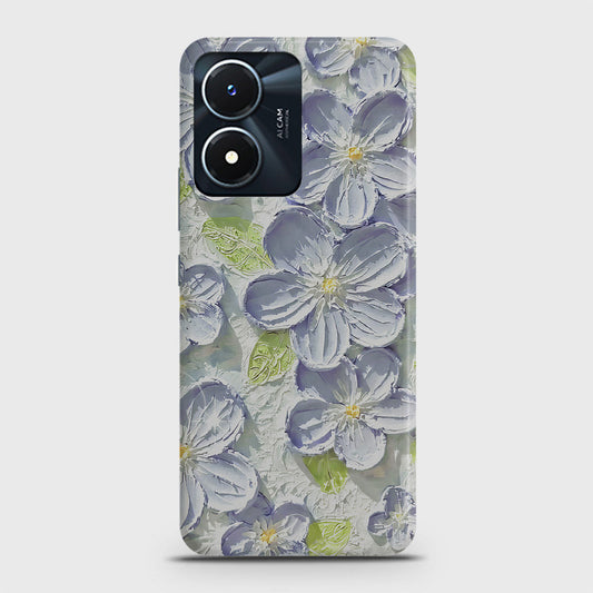 Vivo Y02s Cover - Floral Series - Design 12 - Purple & Green - Matte Finish - Snap On Hard Case with LifeTime Colors Guarantee