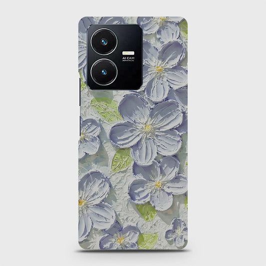 Vivo Y22s Cover - Floral Series - Design 12 - Purple & Green - Matte Finish - Snap On Hard Case with LifeTime Colors Guarantee