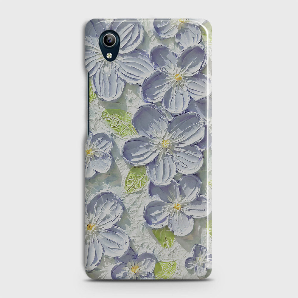 Vivo Y1s  Cover - Floral Series - Design 12 - Purple & Green - Matte Finish - Snap On Hard Case with LifeTime Colors Guarantee