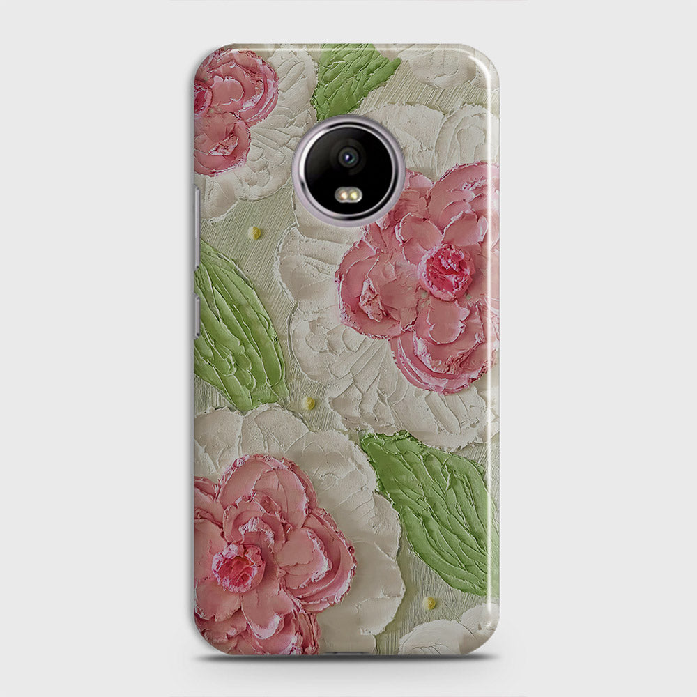 Motorola E4 Cover - Floral Series - Design 13 - Green - Matte Finish - Snap On Hard Case with LifeTime Colors Guarantee