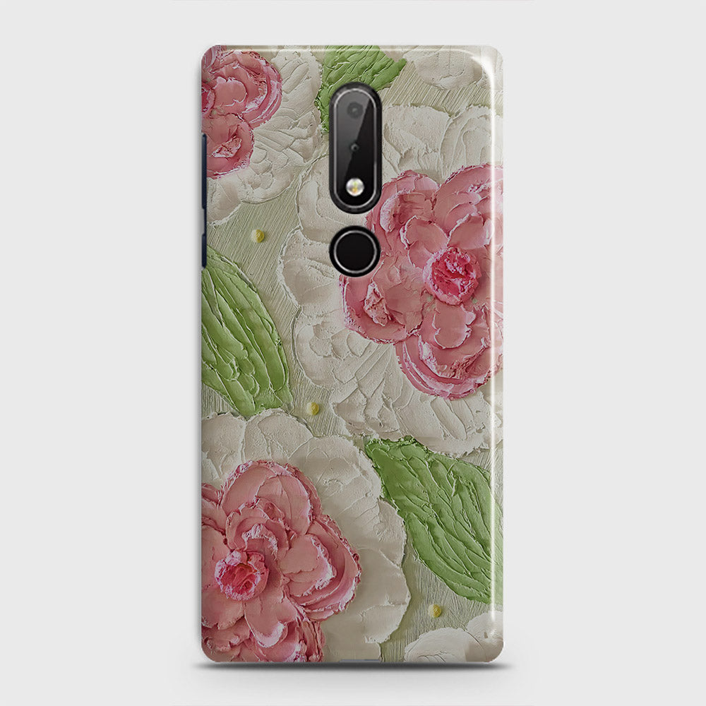 Nokia 7.1 Cover - Floral Series - Design 13 - Green - Matte Finish - Snap On Hard Case with LifeTime Colors Guarantee