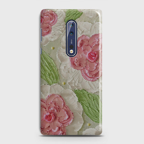 Nokia 8 Cover - Floral Series - Design 13 - Green - Matte Finish - Snap On Hard Case with LifeTime Colors Guarantee