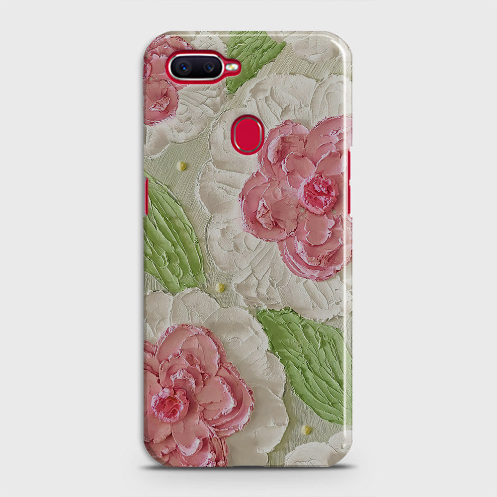 Oppo A7 Cover - Floral Series - Design 13 - Green - Matte Finish - Snap On Hard Case with LifeTime Colors Guarantee