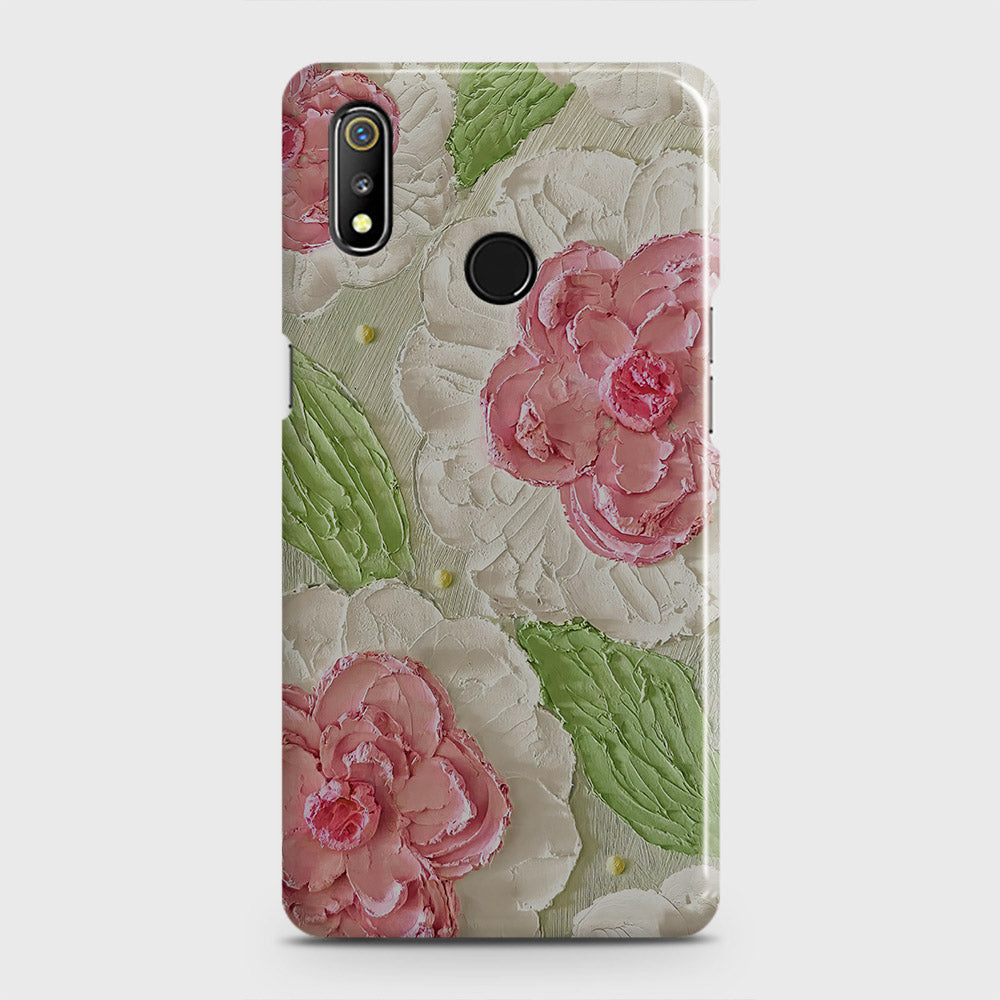 Realme 3 Cover - Floral Series - Design 13 - Green - Matte Finish - Snap On Hard Case with LifeTime Colors Guarantee