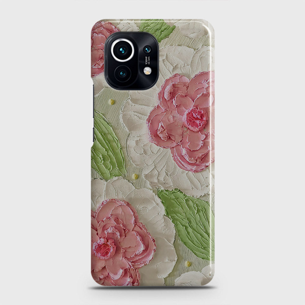 Xiaomi Mi 11 Cover - Floral Series - Design 13 - Green - Matte Finish - Snap On Hard Case with LifeTime Colors Guarantee