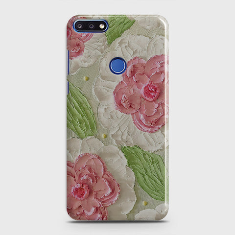 Huawei Y7 Prime 2018 Cover - Floral Series - Design 13 - Green - Matte Finish - Snap On Hard Case with LifeTime Colors Guarantee