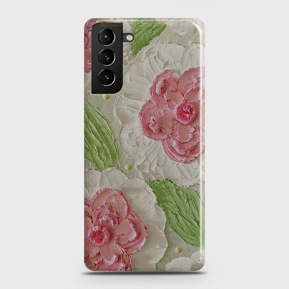 Samsung Galaxy S21 5G Cover - Floral Series - Design 13 - Green - Matte Finish - Snap On Hard Case with LifeTime Colors Guarantee