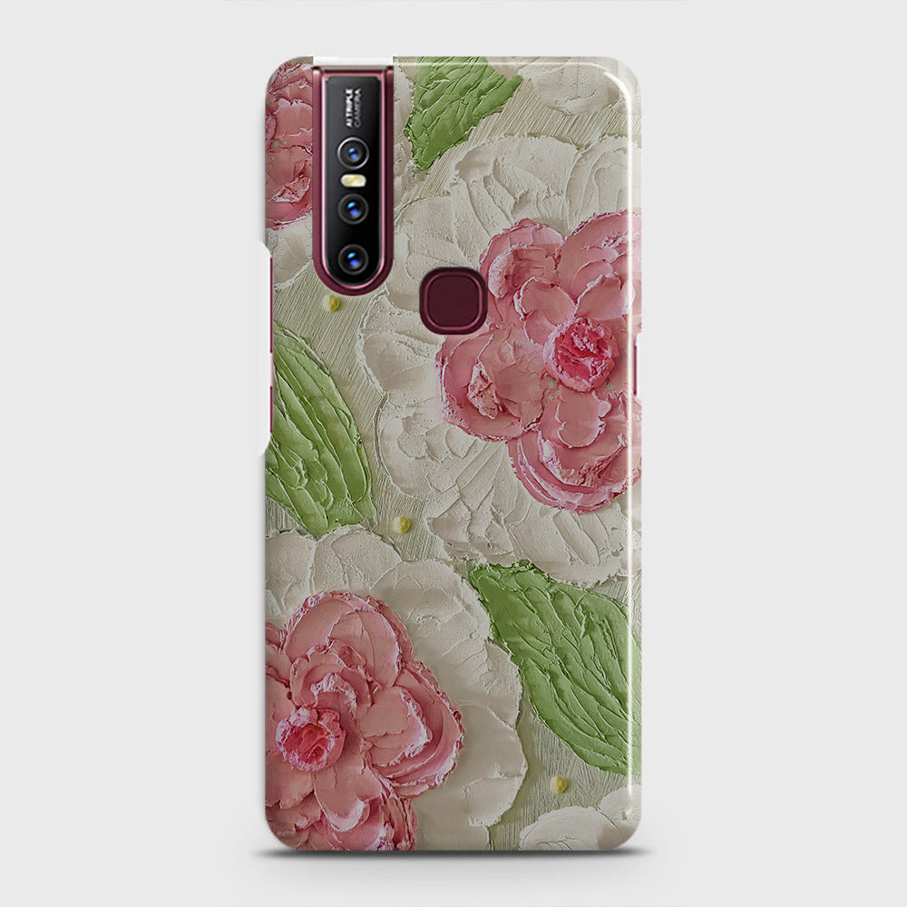 Vivo V15 Cover - Floral Series - Design 13 - Green - Matte Finish - Snap On Hard Case with LifeTime Colors Guarantee