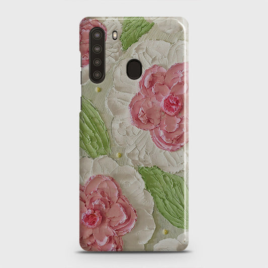 Samsung Galaxy A21 Cover - Floral Series - Design 13 - Green - Matte Finish - Snap On Hard Case with LifeTime Colors Guarantee