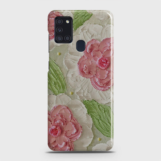 Samsung Galaxy A21s Cover - Floral Series - Design 13 - Green - Matte Finish - Snap On Hard Case with LifeTime Colors Guarantee