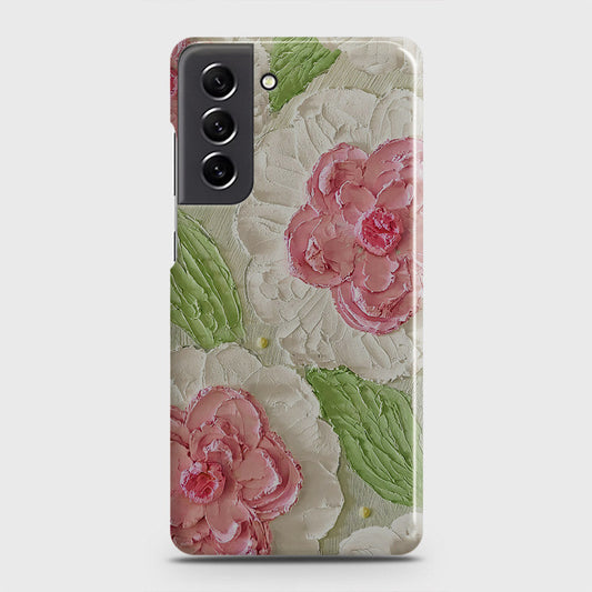 Samsung Galaxy S21 FE 5G Cover - Floral Series - Design 13 - Green - Matte Finish - Snap On Hard Case with LifeTime Colors Guarantee