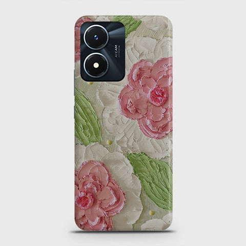 Vivo Y02s Cover - Floral Series - Design 13 - Green - Matte Finish - Snap On Hard Case with LifeTime Colors Guarantee