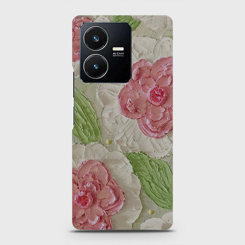 Vivo Y22 Cover - Floral Series - Design 13 - Green - Matte Finish - Snap On Hard Case with LifeTime Colors Guarantee