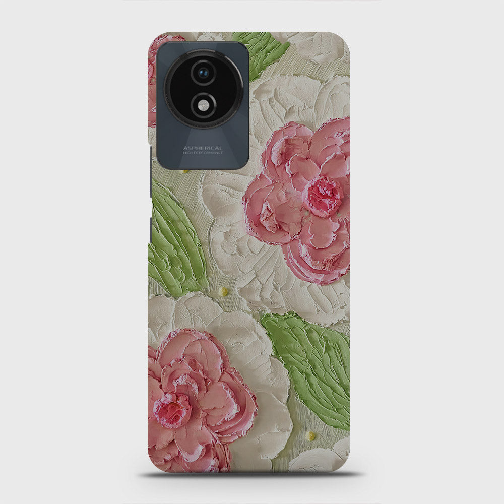 Vivo Y02 Cover - Floral Series - Design 13 - Green - Matte Finish - Snap On Hard Case with LifeTime Colors Guarantee