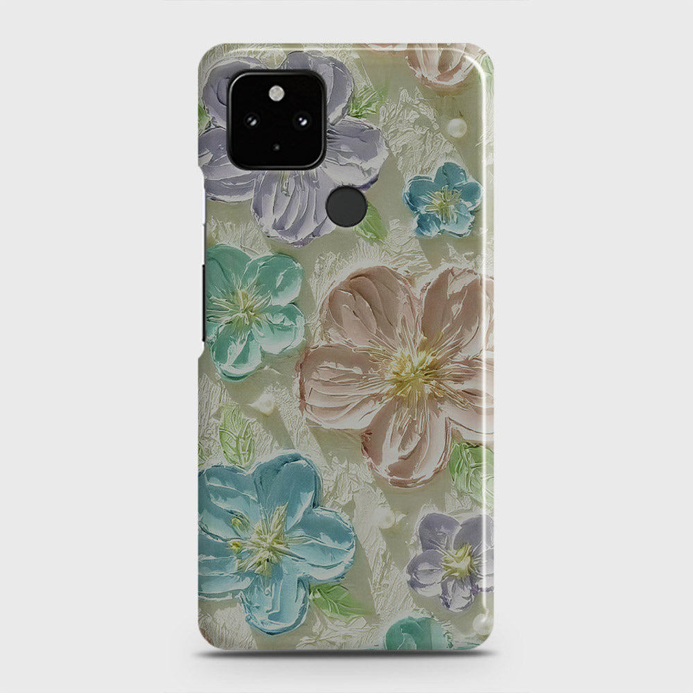 Google Pixel 5 Cover - Floral Series - Design 14 - Blue & Purple - Matte Finish - Snap On Hard Case with LifeTime Colors Guarantee