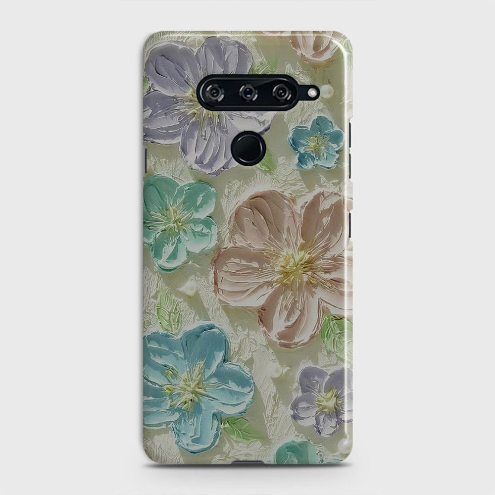 LG V40 ThinQ Cover - Floral Series  - Design 14 - Blue & Purple - Matte Finish - Snap On Hard Case with LifeTime Colors Guarantee