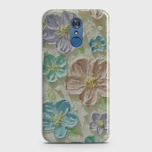 LG Q7 Cover - Floral Series  - Design 14 - Blue & Purple - Matte Finish - Snap On Hard Case with LifeTime Colors Guarantee