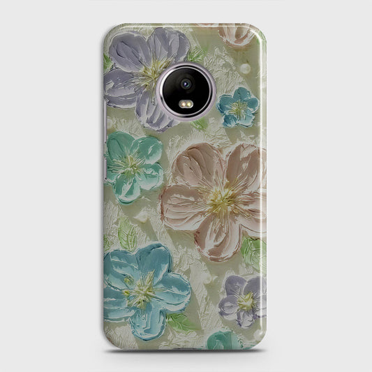 Motorola E4 Cover - Floral Series - Design 14 - Blue & Purple - Matte Finish - Snap On Hard Case with LifeTime Colors Guarantee